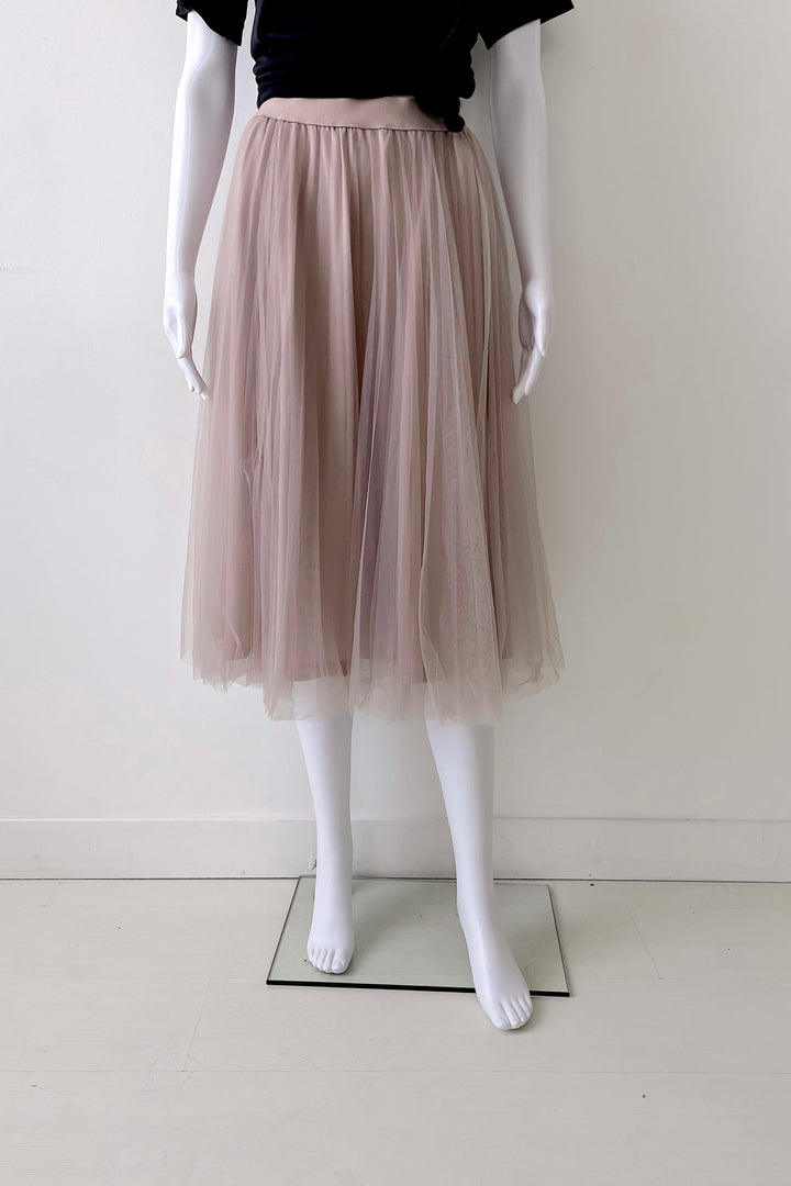 CINDERELLA TULLE MIDI SKIRT IN NUDE