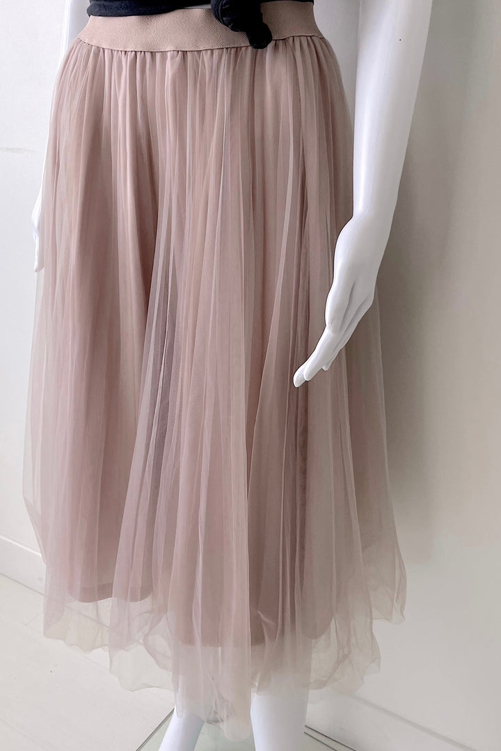 CINDERELLA TULLE MIDI SKIRT IN NUDE