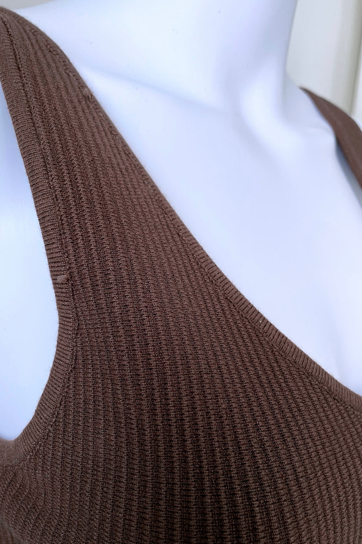 LUCY VNECK TANK TOP IN BROWN