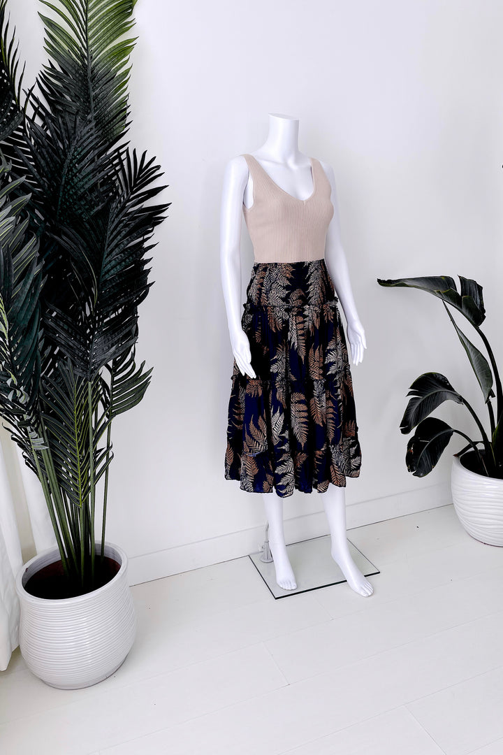 CELIA TROPICAL MAXI SKIRT IN NAVY