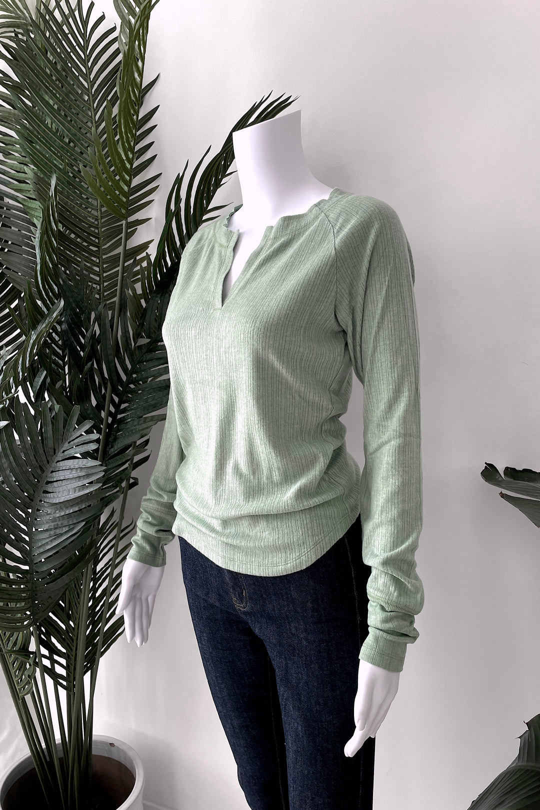 LOVELY DAY LAYERING KNIT TOP IN SAGE