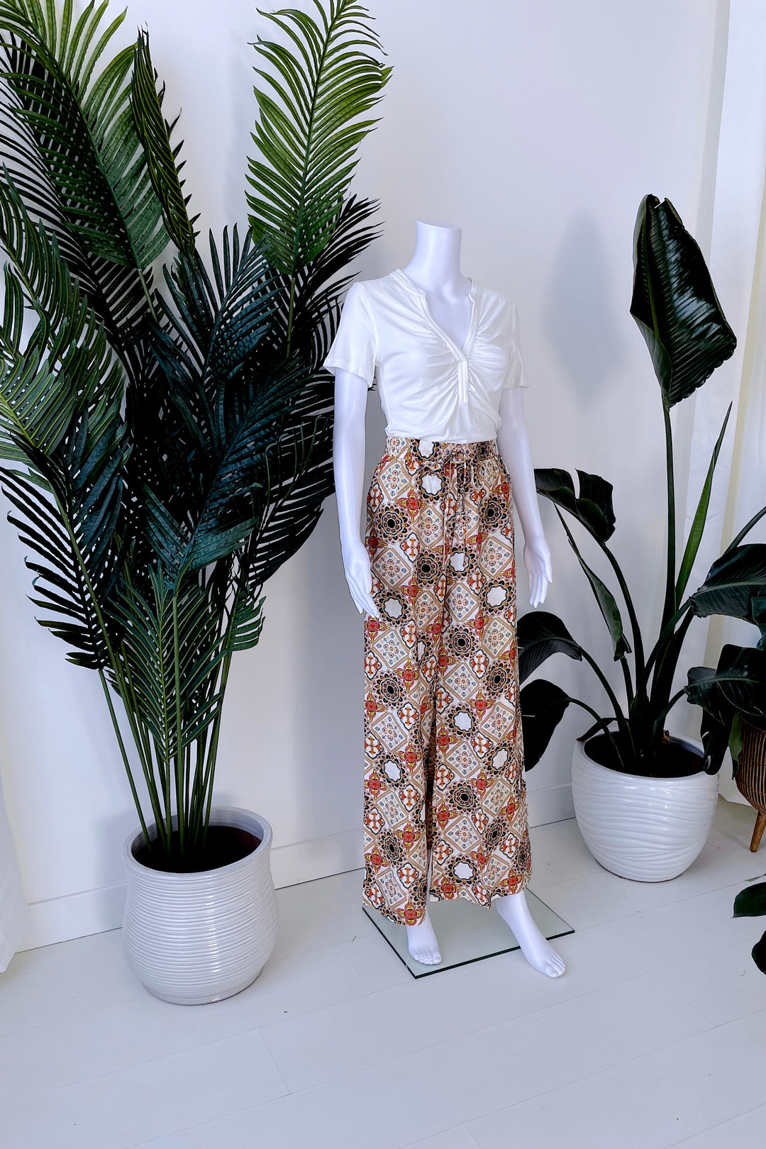 MOROCCO PRINT WIDE LEG PANTS IN SUNSET